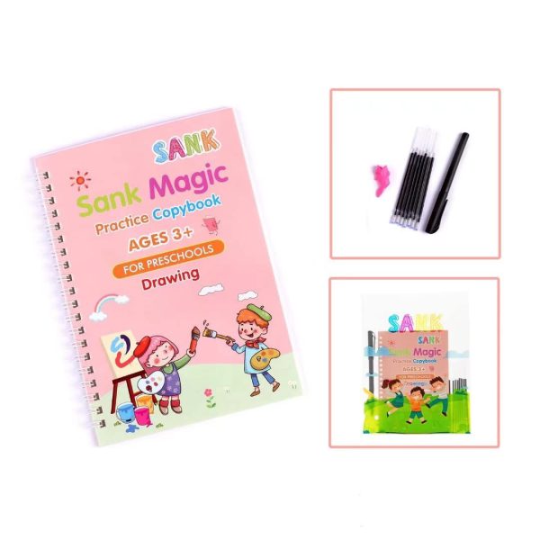 Magic Practice Copybook (4 Books + Magic Pen With 10 Ink Refills)